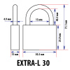 Навесной замок 30, 3 фин. ключа, длинная дужка, EXTRA-L