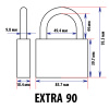 Навесной замок 90, 3 фин. ключа, EXTRA