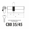 Цилиндровый механизм C80 (35/45), тип: кл.-кл., 5 перфо кл., цвет: пол. латунь (PB), Мистер Босс