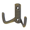 Мебельный крючок 2-рожковый, перфо, модель 8020A, цвет ант. бронза (AB)