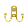 Мебельный крючок 2-рожковый, модель 656, цвет пол. латунь (PB), прутковый