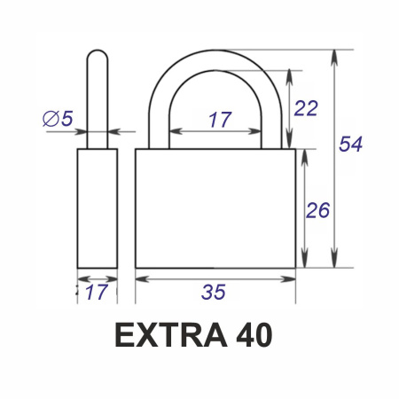 Навесной замок 40, 3 фин. ключа, EXTRA Навесной замок 40, 3 фин. ключа, EXTRA
