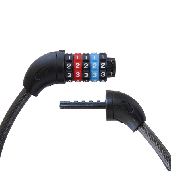 Навесной замок тросовый кодовый PD-83 длина 65 см, 5 цифр код, усиленный, цветной Самир Kilit