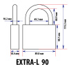 Навесной замок 90, 3 фин. ключа, длинная дужка, EXTRA-L