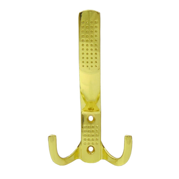 Мебельный крючок 3-рожковый, перфо, модель 8021B, цвет пол. латунь (PB), усиленный