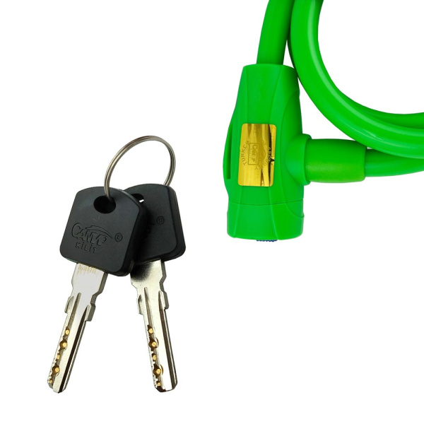 Навесной замок тросовый PD-84 длина 100 см, 2 перфо. ключа, цвет зеленый, Самир Kilit