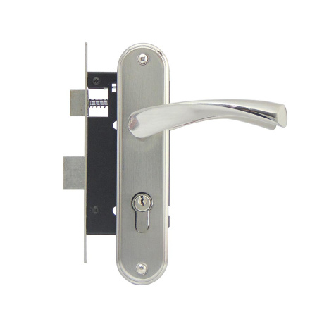 Дверной замок 405-57/45, кл.-верт., в сборе (с цилиндром), цвет мат. никель (SN)