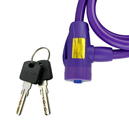 Навесной замок тросовый PD-84 длина 100 см, 2 перфо. ключа, цвет фиолетовый, Самир Kilit