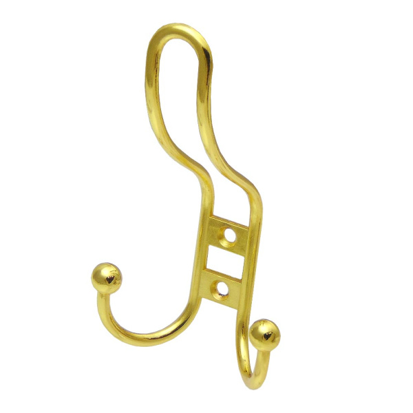 Мебельный крючок 3-рожковый, модель 655, цвет пол. латунь (PB), прутковый