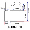 Навесной замок 80, 3 фин. ключа, длинная дужка, EXTRA-L