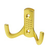 Мебельный крючок 2-рожковый, перфо, модель 8020B, цвет пол. латунь (PB), усиленный