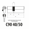 Цилиндровый механизм C90 (40/50), тип: кл.-кл., 5 перфо кл., цвет: мат. никель (SN), Самир-Латунь