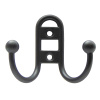 Мебельный крючок 2-рожковый, модель 656, цвет черный (BL), прутковый
