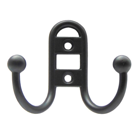 Мебельный крючок 2-рожковый, модель 656, цвет черный (BL), прутковый