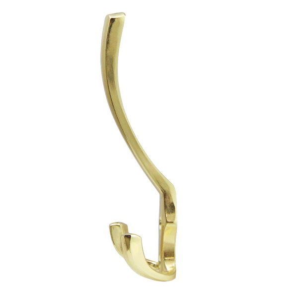 Мебельный крючок 3-рожковый, модель 3022, цвет пол. латунь (PB), усиленный