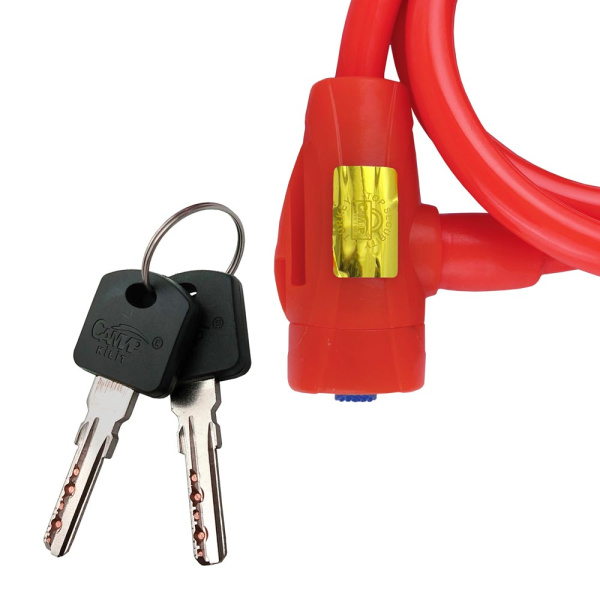 Навесной замок тросовый PD-84 длина 100 см, 2 перфо. ключа, цвет красный, Самир Kilit