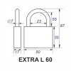Навесной замок 60, 3 фин. ключа, длинная дужка, EXTRA-L