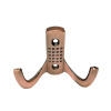 Мебельный крючок 2-рожковый, перфо, модель 8020B, цвет ант. медь (AC), усиленный