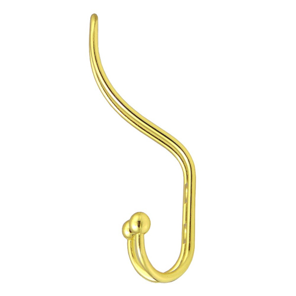 Мебельный крючок 3-рожковый, модель 655, цвет пол. латунь (PB), прутковый