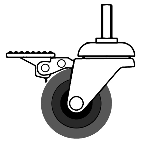 Колесо на шпильке и со стопором, модель 902, 50 мм, серое/синее Колесо на шпильке и со стопором, модель 902, 50 мм, серое/синее