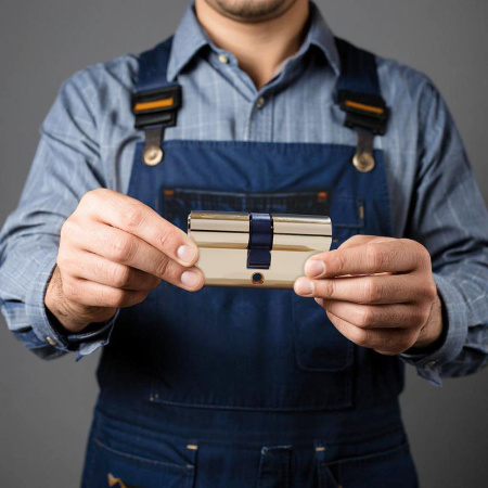 Цилиндровый механизм N70, тип: кл.-кл., 5 анг. кл., цвет: пол. латунь (PB), Самир-Цинк