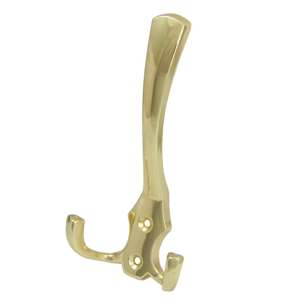 Мебельный крючок 3-рожковый, модель 3022, цвет пол. латунь (PB), усиленный