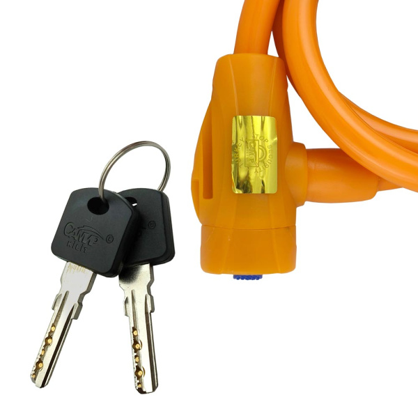 Навесной замок тросовый PD-84 длина 100 см, 2 перфо. ключа, цвет оранжевый, Самир Kilit