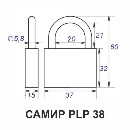Навесной замок 38, 3 анг. ключа, PLP
