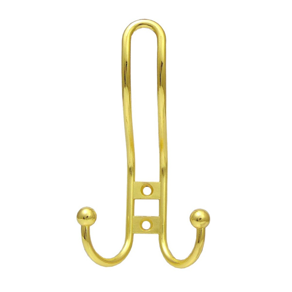 Мебельный крючок 3-рожковый, модель 655, цвет пол. латунь (PB), прутковый
