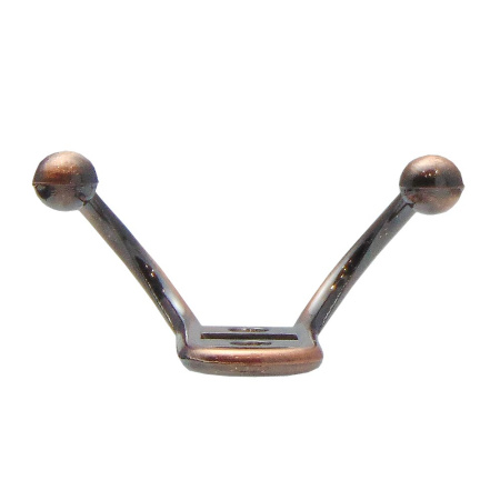 Мебельный крючок 2-рожковый, модель 656, цвет ант. медь (AC), прутковый