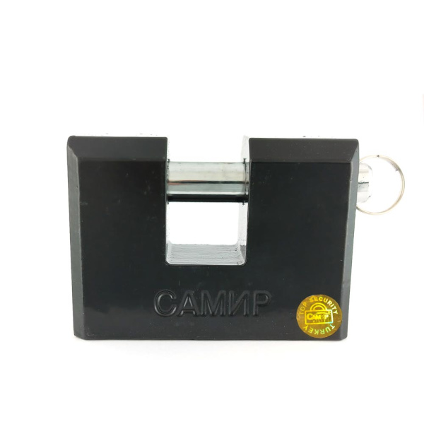 Навесной замок ВС2-3А2 гаражный с прямой дужкой 90, 3 фин. ключа, усиленный, Самир Kilit