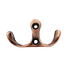 Мебельный крючок 2-рожковый, модель 907S, цвет ант. медь (AC), маленький