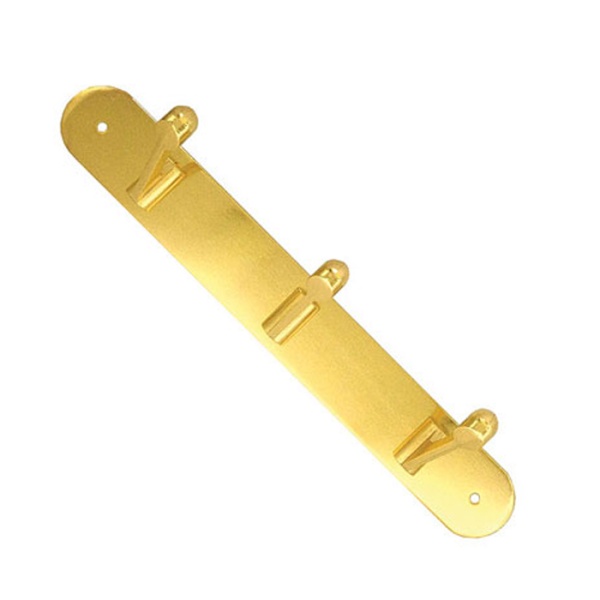 Мебельная вешалка на планке, модель 4402, 3 крючка, цвет пол. латунь (PB)