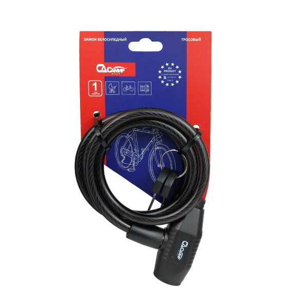 Навесной замок тросовый PD-81 длина 100 см, 2 анг. ключа, Самир Kilit