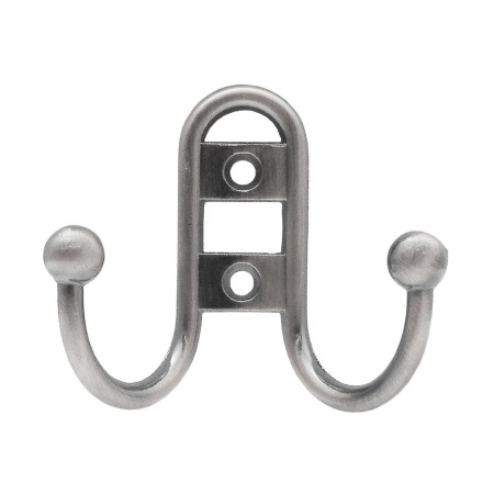 Мебельный крючок 2-рожковый, модель 656, цвет мат. никель (SN), прутковый