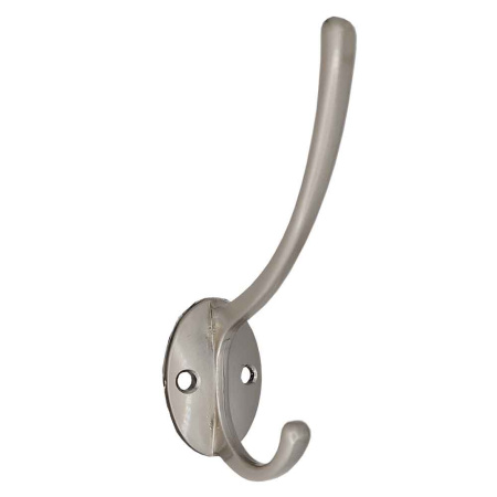Мебельный крючок 2-рожковый, модель 2130, овальный, цвет мат. никель (SN)