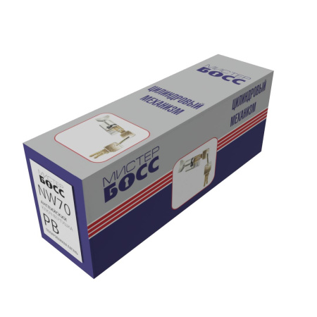 Цилиндровый механизм NW70, тип: кл.-верт., 5 анг. кл., цвет: пол. латунь (PB), Мистер Босс