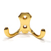 Мебельный крючок 2-рожковый, модель 3021, цвет пол. латунь (PB), усиленный