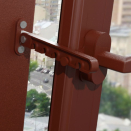 Оконный фиксатор-гребенка, металл, модель 5909, цвет коричневый (BR)