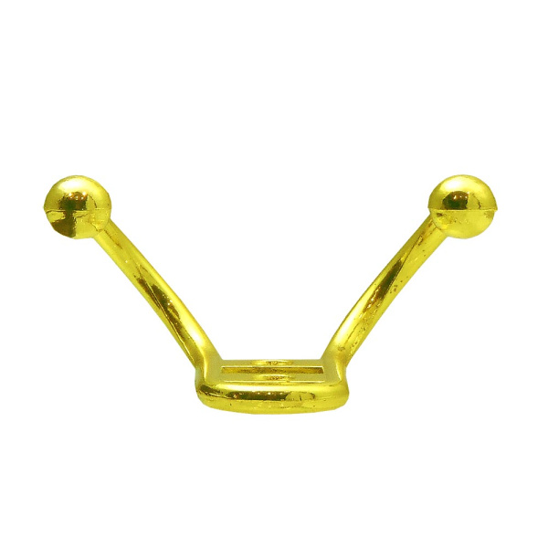 Мебельный крючок 2-рожковый, модель 656, цвет пол. латунь (PB), прутковый