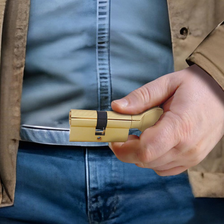 Цилиндровый механизм NW80, тип: кл.-верт., 5 анг. кл., цвет: пол. латунь (PB), Самир-Цинк