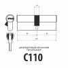 Цилиндровый механизм C110, тип: кл.-кл., 5 перфо кл., цвет: мат. никель (SN), Самир-Латунь