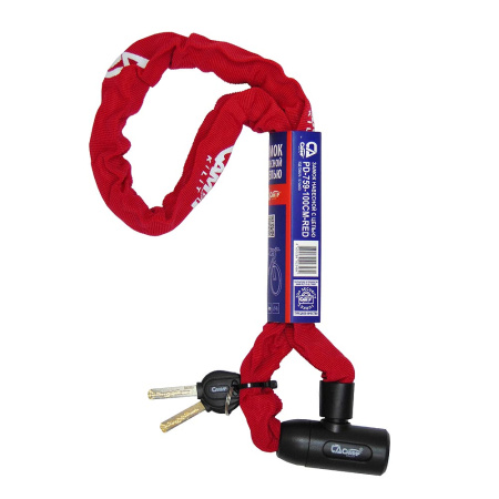 Замок навесной с цепью САМИР PD-759-100CM-RED