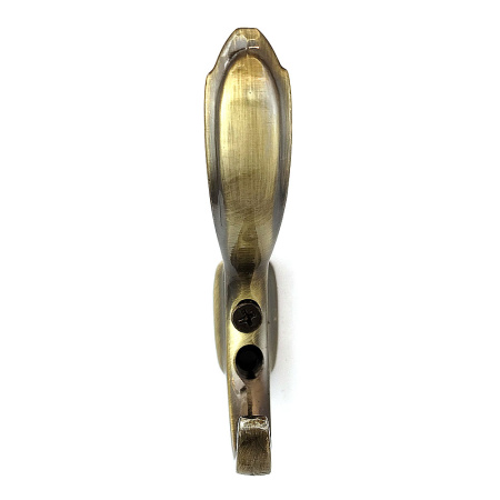 Мебельный крючок 2-рожковый, модель 127, овальный, цвет ант. бронза (AB), усиленный