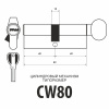Цилиндровый механизм CW80, тип: кл.-верт., 5 перфо кл., цвет: мат. никель (SN), Самир-Латунь