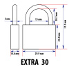 Навесной замок 30, 3 фин. ключа, EXTRA