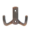 Мебельный крючок 2-рожковый, перфо, модель 8020A, цвет ант. медь (AC)