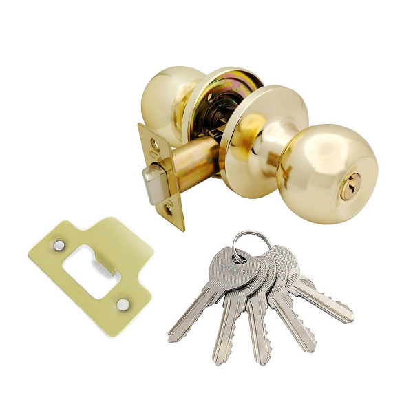 Дверные ручки кнобы, под кл.-кл., модель 6072-ET, цвет пол. латунь (PB), САМИР