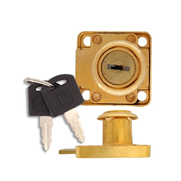 Мебельный замок, модель 138, 2 анг. ключа, цвет пол. латунь (PB)