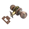Дверные ручки кнобы, фиксатор, модель 6072-BK, цвет ант. медь (AC), САМИР